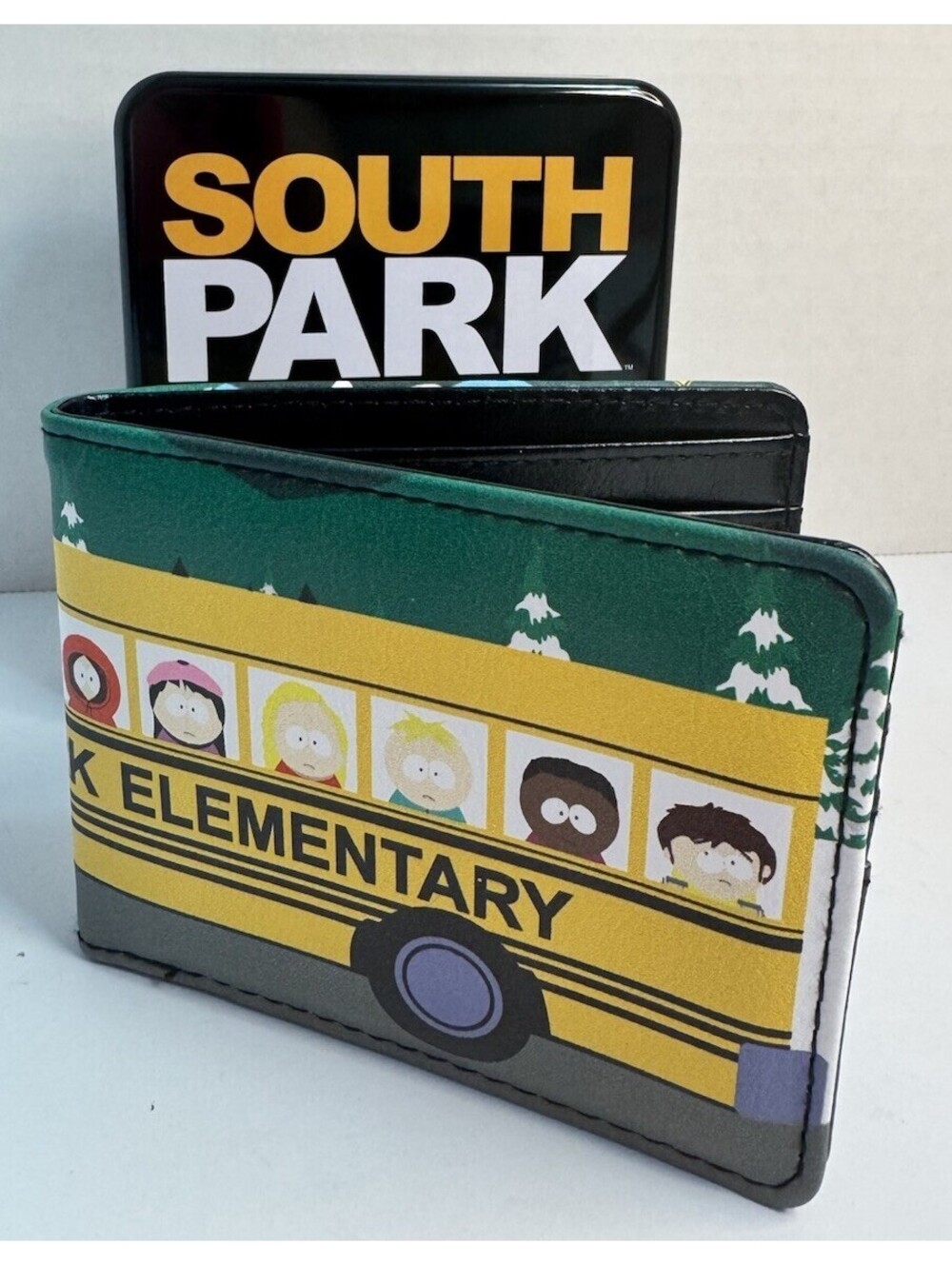 Men's Buckle-Down South Park Elementary School Bus Bi-Fold Wallet New w/ Tin Box